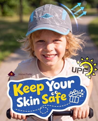 Image of Home Prefer Kids Lightweight Quick Drying Sun Hat Airy Mesh UV Protection Caps Boys Girls UPF50 Baseball Caps Run Beach Water