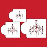 Designer Stencils C474 Chandelier Stencil Set Cake and Cookie Stencils, Beige/Semi-Transparent