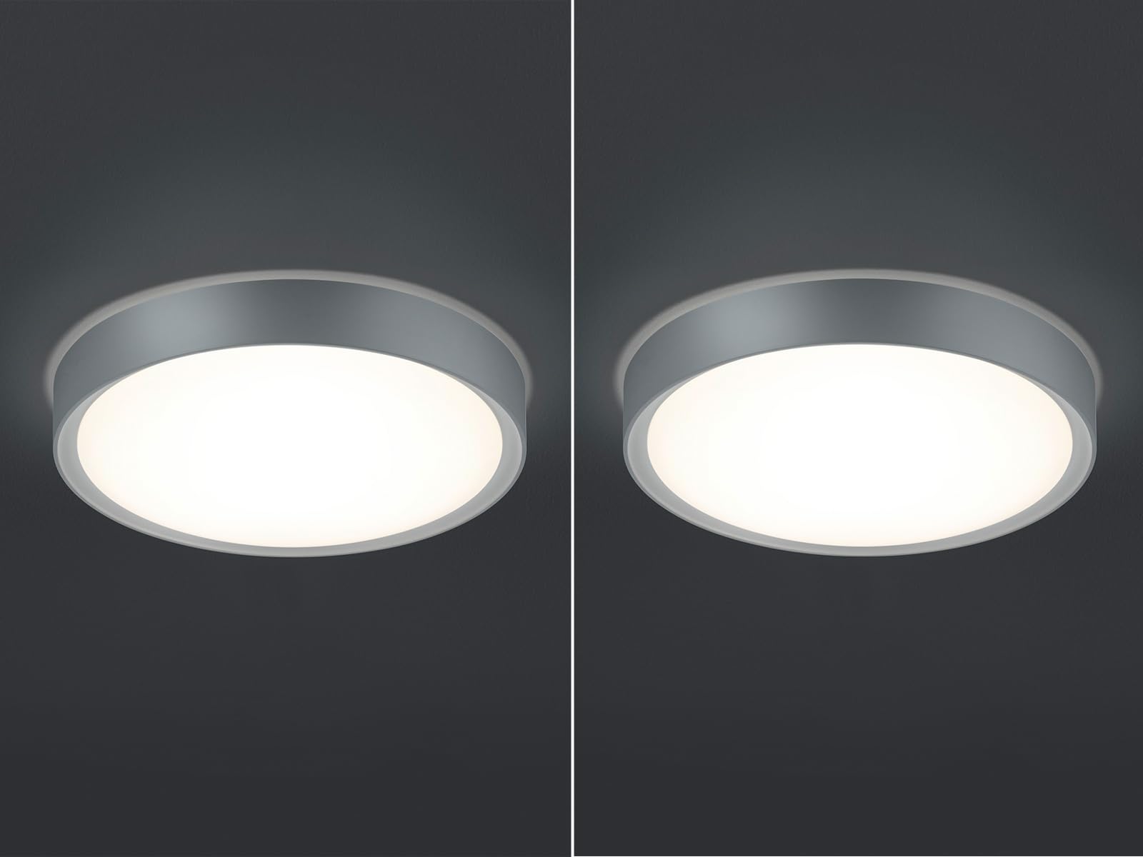 Lot de 2 plafonniers LED ronds Ø 33 cm en gris titane IP44 – Lampes de salle de bain