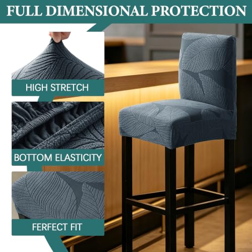 Image of HAOYONG Bar Stool Covers, Stretch Counter Stool Pub Chair Slipcover Washable Counter Height Chair Covers for Kitchen Dining Room Cafe Set of 2 (Dark Gray)