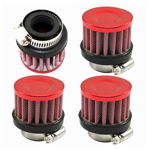 AotoKoop Mini Car Air Intake Filter 25mm / 1" Inlet Diameter, Universal Clamp-On Air Filter (Red)
