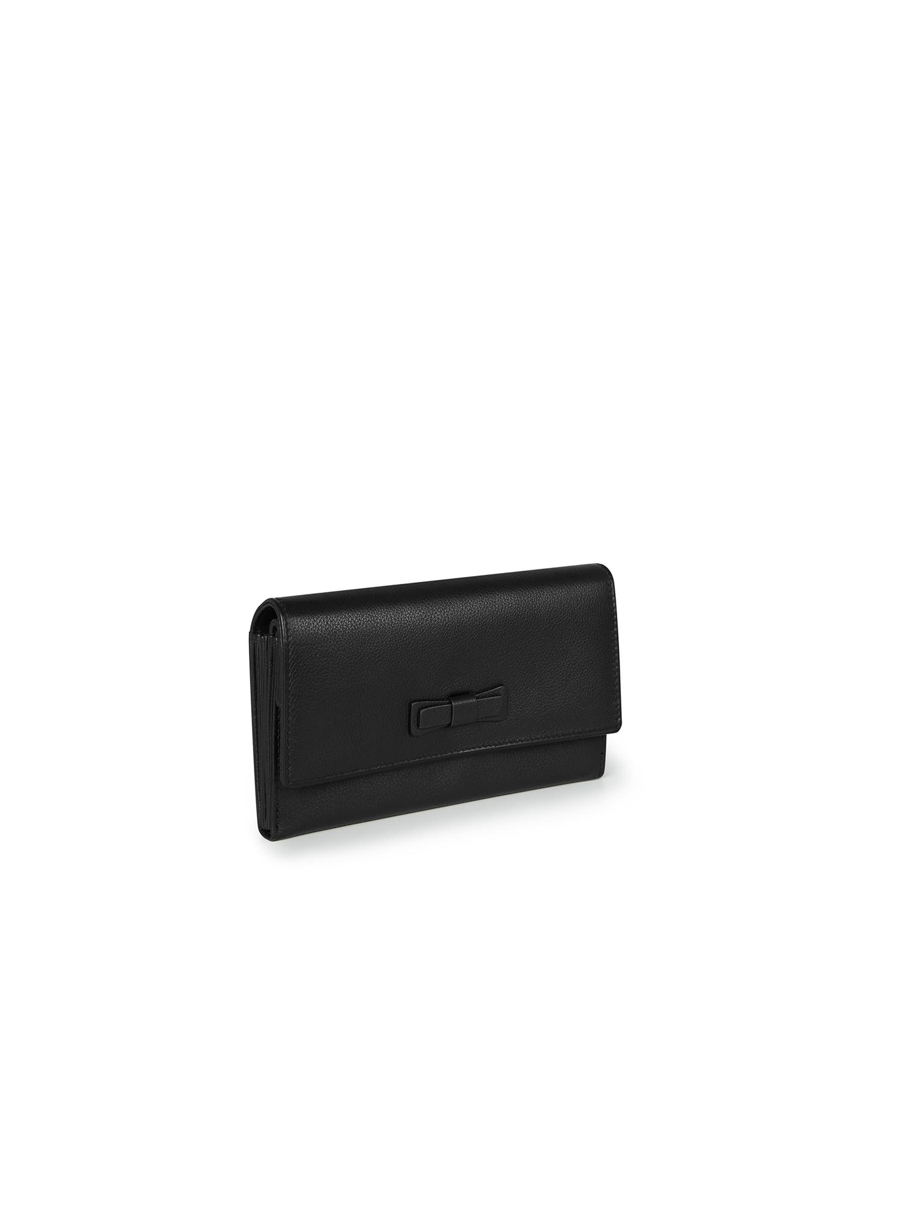 Valentini Portel Damski - Portmonetka - Skóra Naturalna - Ochrona RFID - 12 Przegródek na Karty i Dokumenty - 17 x 10 cm Czarny Bow