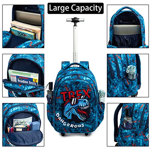 Jasminestar Rolling Backpack for Girls 18inch with Lunch Bag and Pencil Case, Lightweight School Bookbags for Boys and Girls3