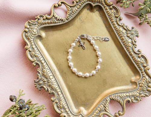 Cherished Moments Sterling Silver Bracelet for Girls with High-End Simulated Pearls and Crystals with a Dainty Infinity Cross Charm3