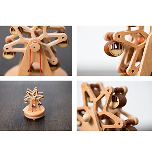 Ferris Wheel Music Box Girls Christmas Ornaments Quality Wooden Musical Box Featuring European Castle With Small Moving Magnetic Car - Plays Castle In The Sky Song #TOP5