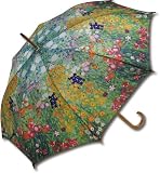 ユーパワー 名画 木製 ジャンプ 傘 58.5cm クリムト「フラワーガーデン」