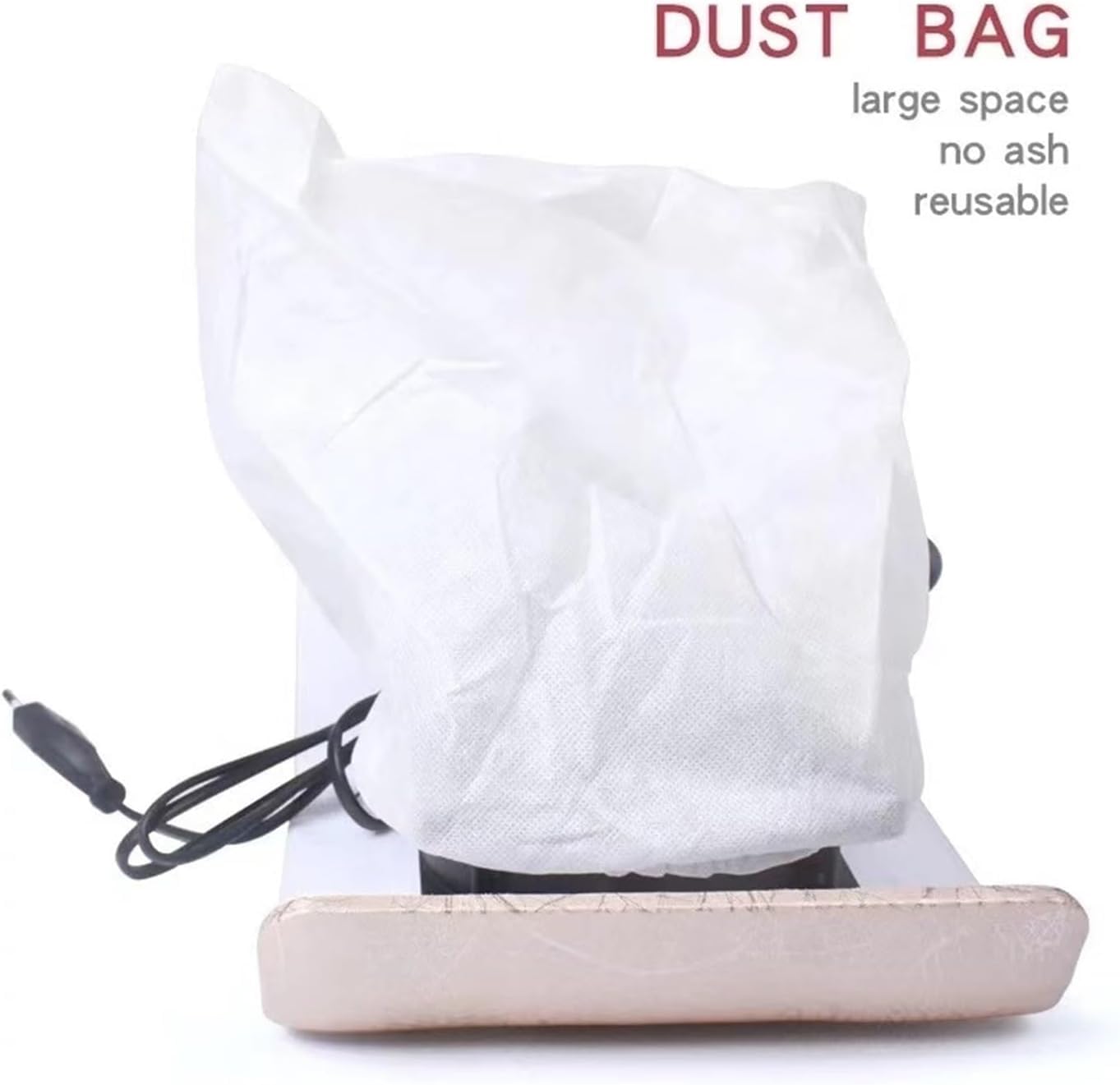 Colector de polvo de uñas, aspiradora de taladro de uñas de 30 W con filtro lavable, ventilador de succión de bajo ruido para manicura, reutilizable, 2 bolsas de colección, blanco y blanco