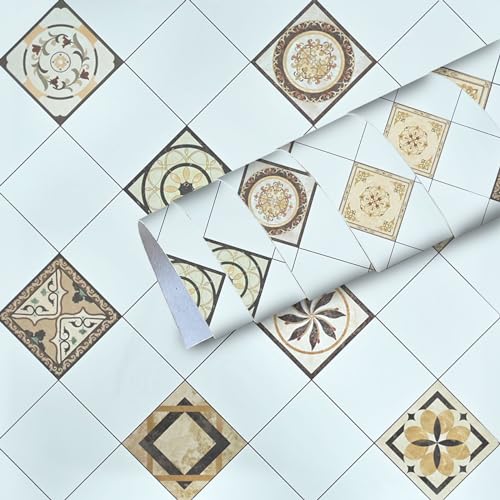Image of SARVATRAY Self-Adhesive Wallpaper, Oil Proof Heat Resistant Kitchen Stickers, Vinyl Sheet for Wall 2 X 6.5 SQ FT (2 M Triangle Brown WS)