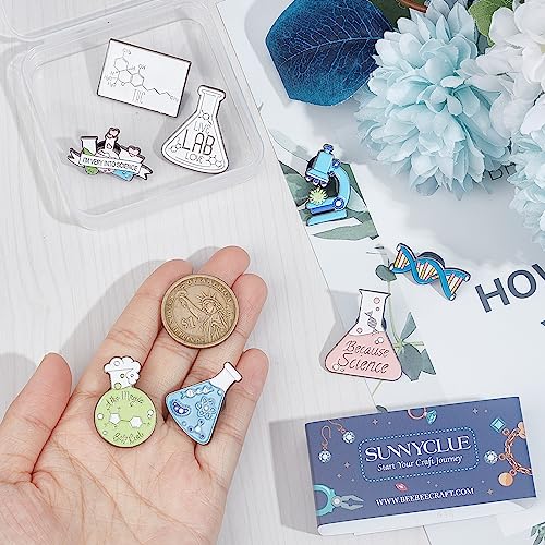 Image of SUNNYCLUE 1 Box 8 Style Science Enamel Pin Lab Pins Bulk Medical Brooch Pins Set Cute Cartoon Lab Lapel Pins Doctor Enamel Pin Brooches for Backpacks Laboratory Women Men Graduation Gift Clothes Decor