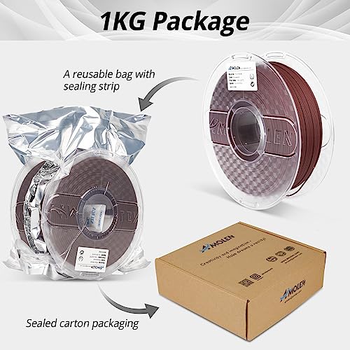 Image of AMOLEN PLA Filament 1.75mm Dry Rosewood 3D Printer Wood Filament Add 15% Real Wood Fiber, Matte and Frosted 3D Filament 1.75mm PLA Filament 3D Printing Filament, 1kg