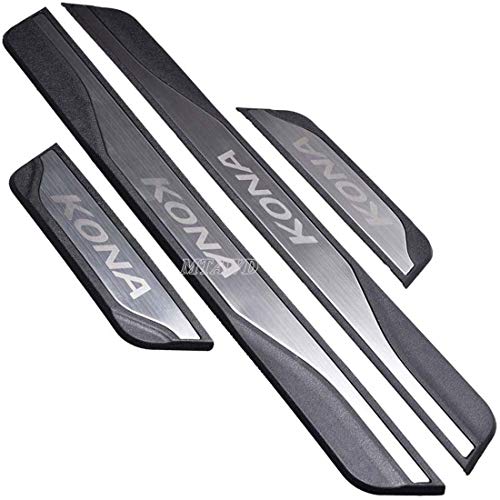EVMTAWD Stainless Car Door Sill Scuff Plate Kick Pedal Protectors for Hyundai KONA 2018-2022