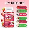 2 Pack Iron Gummies with Multivitamin, Iron Supplement for Women & Men with Zinc, Vitamin B Complex & C, B12, Folate - Blood Builder & Energy Support for Adults & Kids - Strawberry Flavor, Vegan 120ct