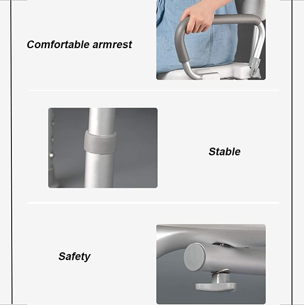 Silla de ducha, taburete de ducha ergonómico para bañera, asiento de baño de plástico moldeado con respaldo acolchado para pasamanos (A)
