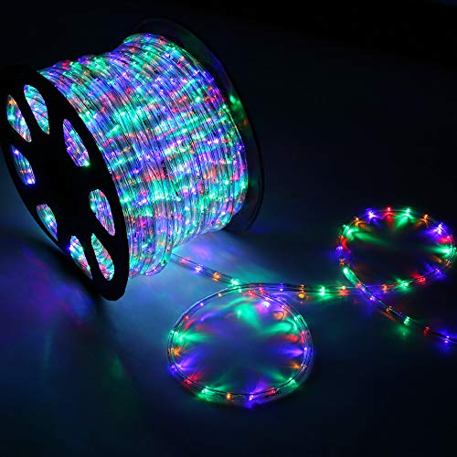 WYZworks 150Ft 110V LED Extendable Rope 2 Wire Holiday Christmas Xmas Tree Flexible DIY Light Multi-RGB | ETL Safety Certified