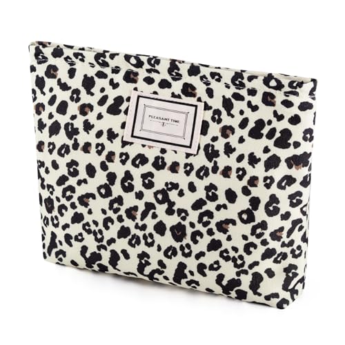 Trousse de Maquillage Léopard,Cosmétiques en Toile,Trousse de Toilette Portable Voyage pour Femme,Multi-Fonctionnelle Sac à Cosmétiques à Glissière pour Les Cosmétiques Les Cartes de Changement