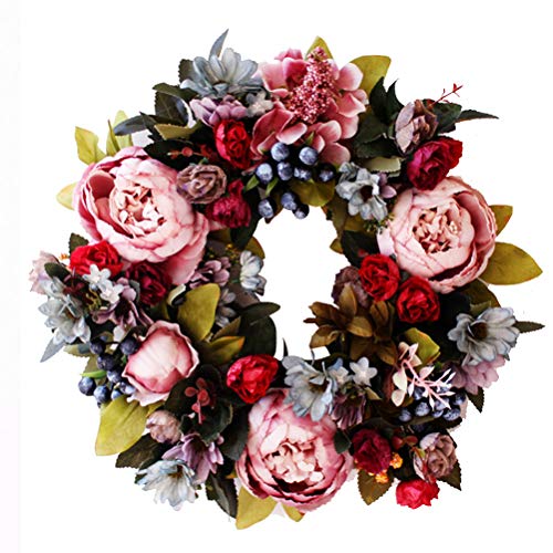 Ghirlanda di Peonie Primaverili di Artigianali di Rose Artificiali per la Decorazione Domestica Festa di Nozze di Natale Colore assortito