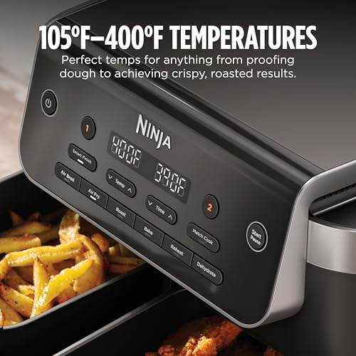 Image of Ninja DualZone 2-Basket Air Fryer, 8-Qt, Smart Finish & Match Cook, 6 Cooking Functions, Cook 2 Foods 2 Ways and Finish at the Same Time, Grey, DZ801 (2026 Release)
