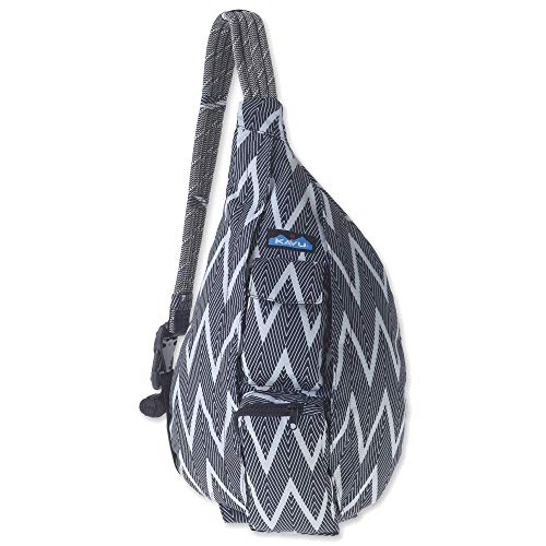 KAVU オリジナル ロープ スリングバッグ ポリエステル クロスボディ バックパック - ブラック ジグザグ（Amazon）