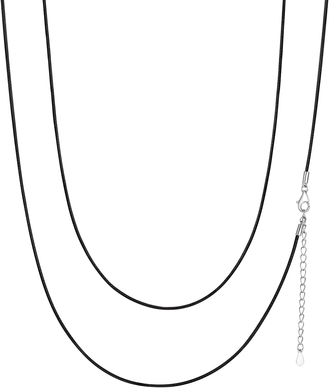 Leather Necklace Cord for Men, Black/Brown Waterproof Braided Wax Rope Chain with Snap Clasp, 1/1.5/2/3mm Width Leather Cord DIY Chain for Pendant, Length 16"-30", Customize Available, Send Gift Box