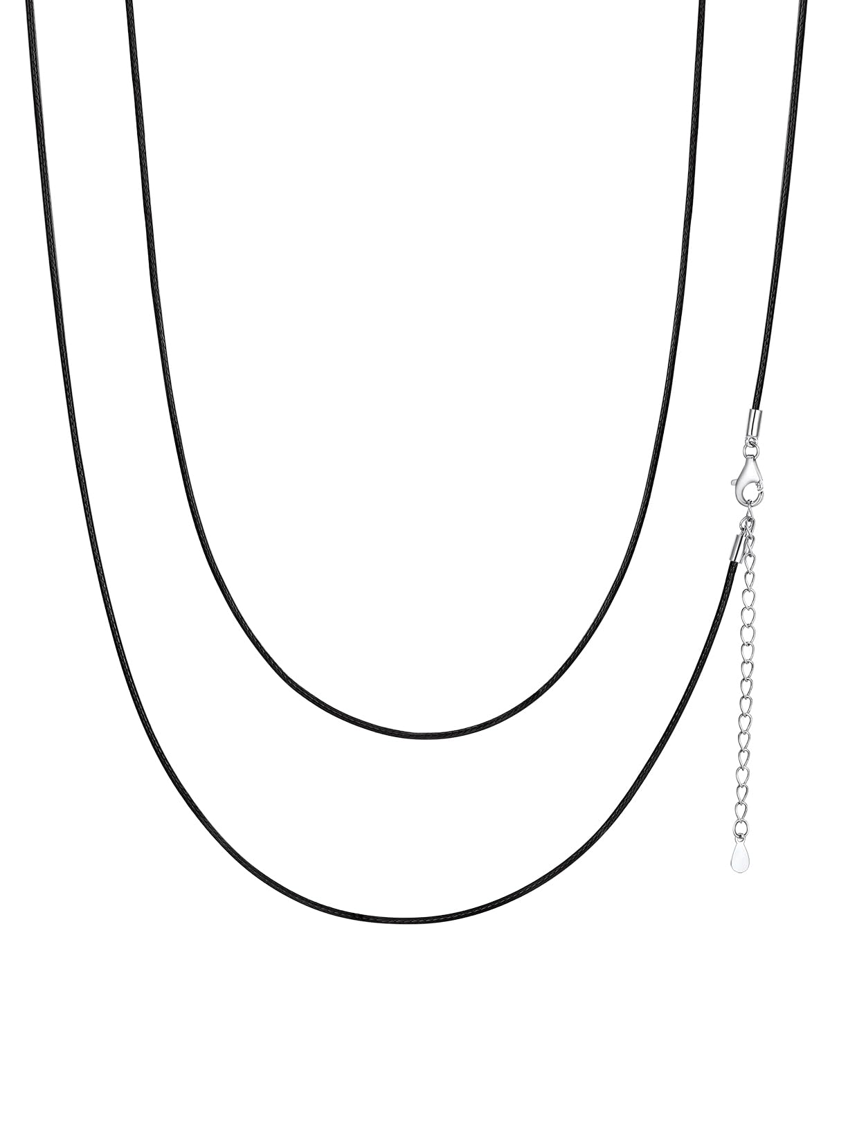 ChainsPro Men Waterproof Braided Leather Necklace Wax Rope Chain, Customize Available, 2/3mm Width, With Snap Clasp, 16”18" 20" 22" 24" 26" 28" 30"-Send Gift Box