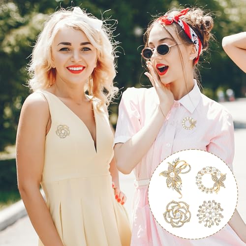 4pcs Brooches and Pins for Women, Flower Brooch, Crystal Pearl Brooch, for Women Fashion Accessories by Tucnoeu - Used condition - Image 5