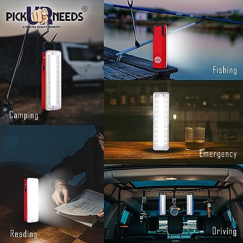 Image of Pick Ur Needs Rechargeable Home Emergency Tube +10 SMD LED Floor Lantern Lamp Light (Dark Red)