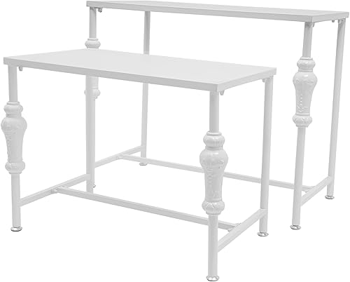 Miniatura 8 de Industrial Retail Display Tables, Set of 2 Standing Clothing Shoes Display Rack Adjustable Feet Boutique Display Table for Retail Store, Hotel,