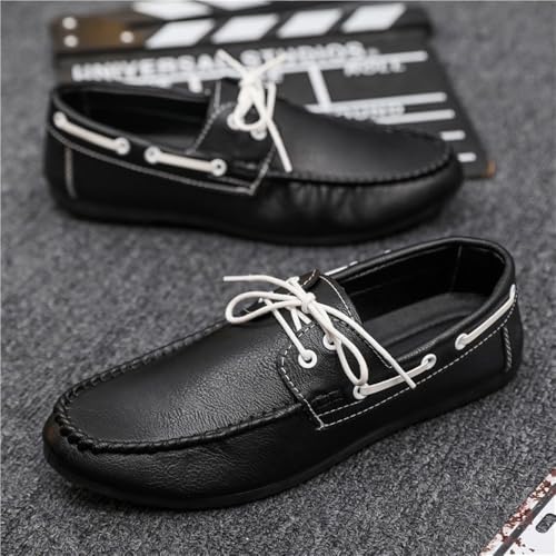 Fashion Men Loafers Shoes Faux Leather Casual Solid Color Anti-Slip Non Slip Rubber Sole Block Heel Low Top Shoe Slip-on3