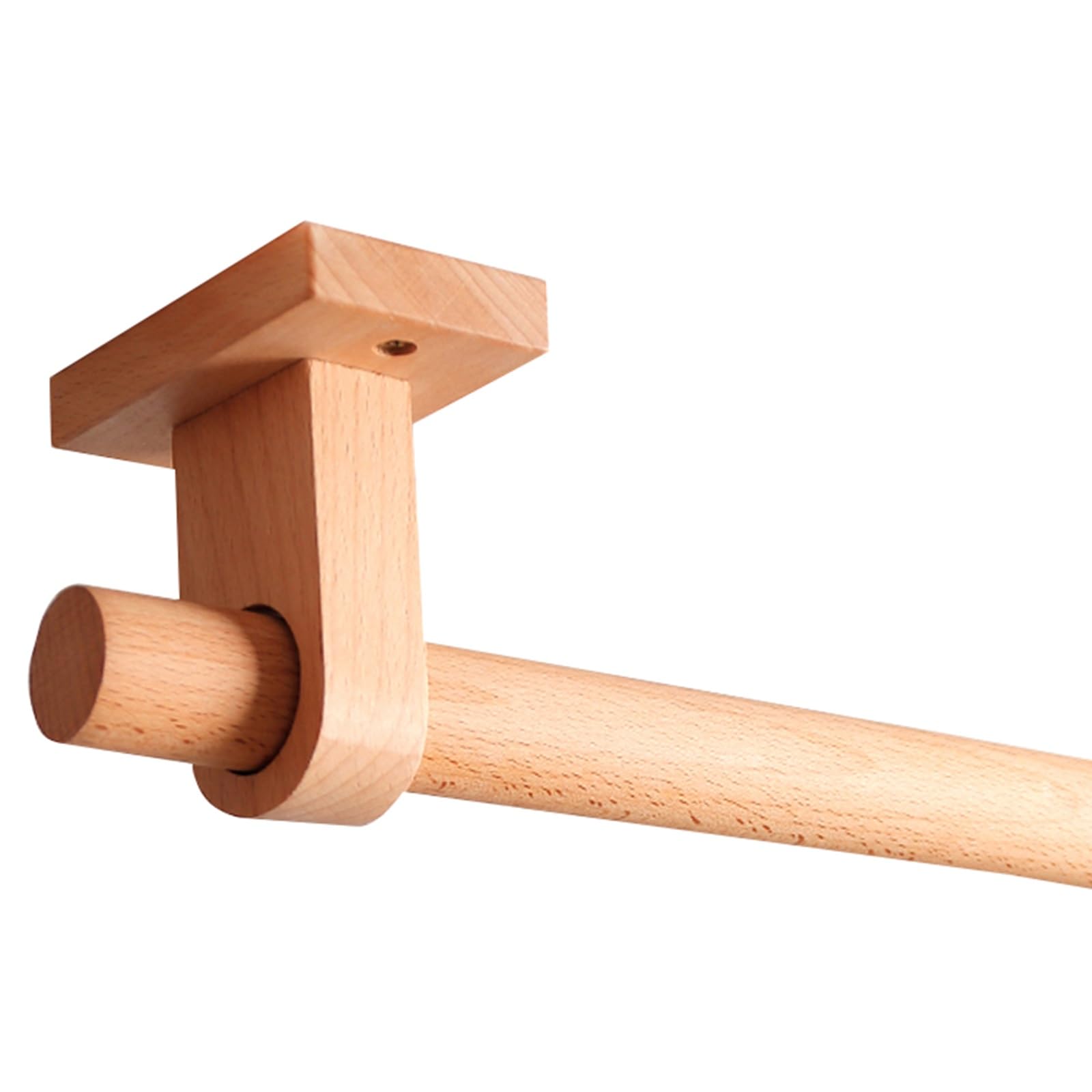 Ensemble de tringle à rideaux en hêtre massif de qualité supérieure – 300 cm en bois naturel avec supports et crochets, style romain élégant pour salon et chambre à coucher, décoration d'intérieur