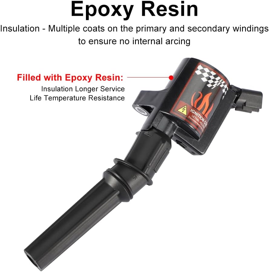 Ignition Coil Pack, Set of 8 Coils DG508 Compatible with Ford 04-08 F-150 Expedition V8 4.6 5.4L C1454 C1417 FD503, Black- 15% More Energy