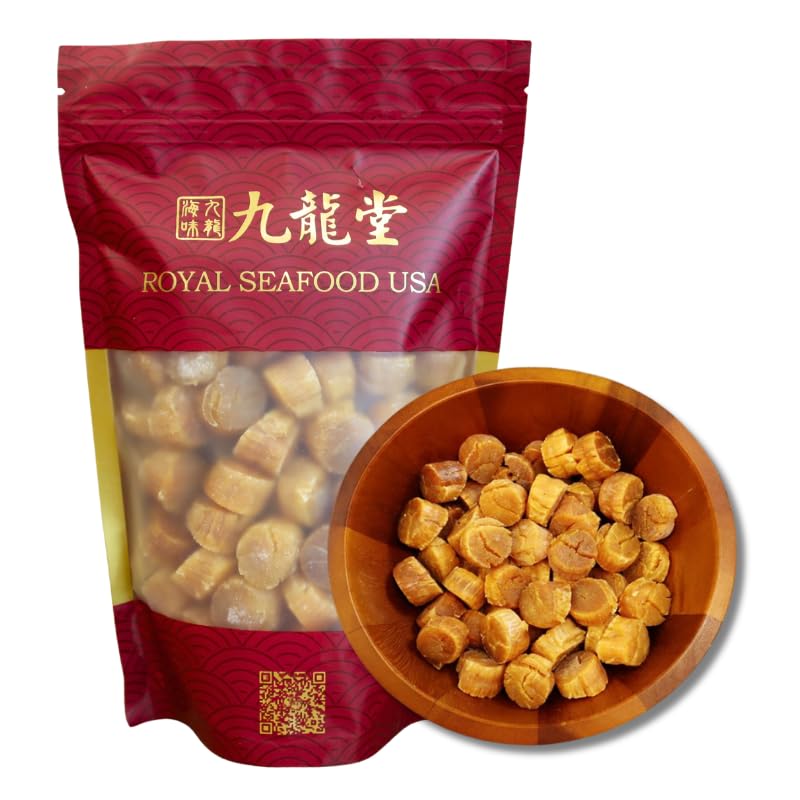 Royal Seafood USA Hokkaido Dried Scallops from Japan, Sun dried Scallops 8oz 九龍堂 日本北海道干贝，日本瑶柱，日本元贝，8oz装 (Medium Size (60-65 PCS))