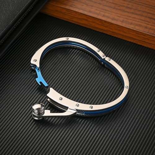 My Daily Styles Men’s Stainless Steel Handcuff Bracelet – Two-Tone Or Solid Color, Durable Cable Link, Adjustable Fit 8"-9" Wrist, Modern Fashion Jewelry for Men3