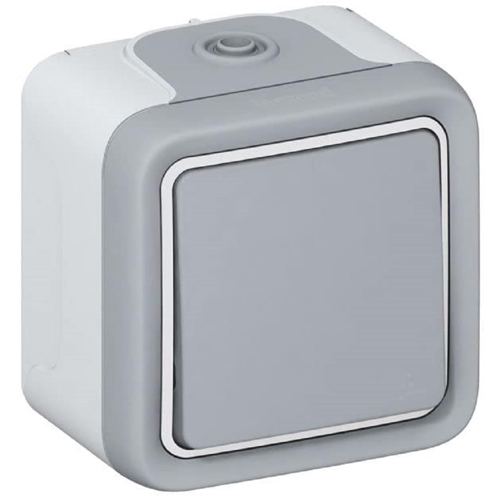 LEGRAND, Plexo Classic 069716 Surface-Mounted Rocker Switch, Unlit, Cross Switch, 10 A/250 V, IP55 - IK07, Grey