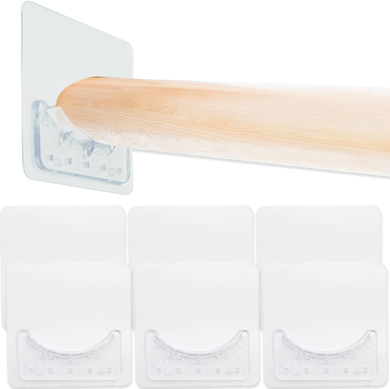 6 Piece Adhesive Shower Curtain Rod Holder, Adhesive Wall Mounted