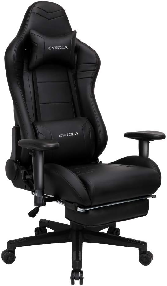 Large Gaming Chair with Footrest High Back Adjustable Armrest Heavy Duty PC Racing Gaming Chair for Adults Gamer Chair Ergonomic Design Video Game Chair Lumbar Support/Black