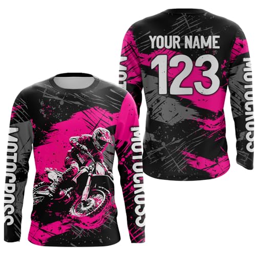 PIONAMZIOZ Motocross Shirts Kid Adult Dirt Bike Jersey Off-Road Shirt Upf30+ Motorcycle Shirt MX Jersey for Men Women Kid (US, Alpha, Small, 5X-Large, Regular, Regular, Pink)