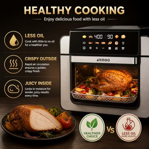 Image of 16 Qt Air Fryer Toaster Oven Combo with PFAS-Free Ceramic Coating