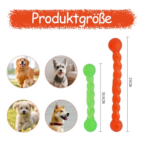 2 Stück Hundespielzeug für Zähne, Hundespielzeug Gummi, Kauknochen Welpen, Kauspielzeug Hund Gummispirale für Hunde Interaktiv Kleine, Mittelgroße und Große Hunde, Für Zahnfleisch assieren,18cm+28cm
