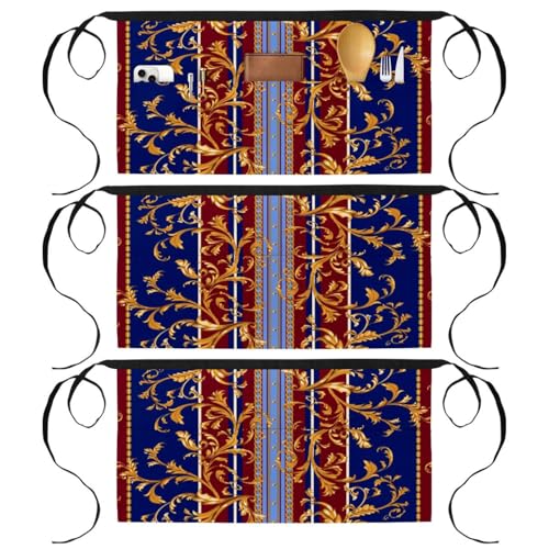 Demi-tablier pour cuisine et pâtisserie au motif feuilles chinoises