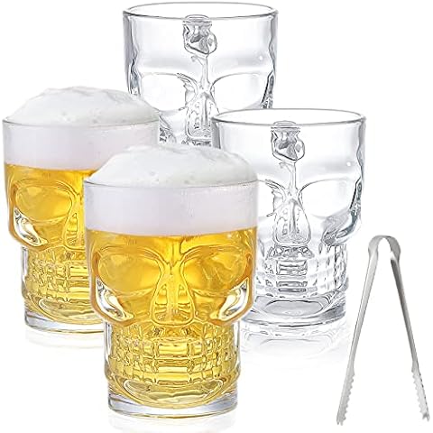 Wwyybfk Bierbecher-Set, 530 ml Gläser, Bierkrug mit Griff Cover