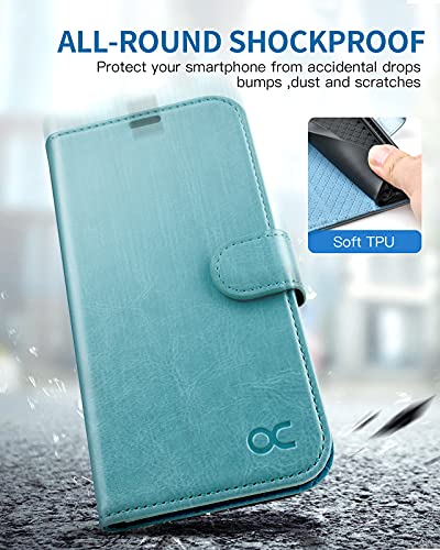 Ocase Custodia Iphone 13 Pro, Cover Iphone 13 Pro Interno Tpu Antiurto Portafoglio [Rfid Blocking] [Carta Fessura] [Supporto Stand] Custodie In Pelle Per Iphone 13 Pro (6,1 Pollici) - Verde - 8