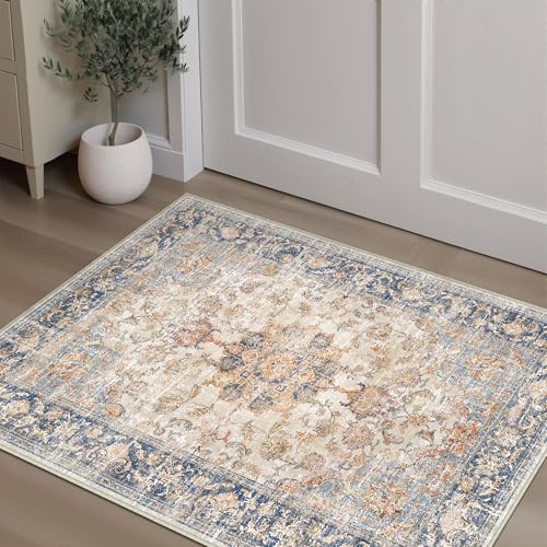 PureCozy Alfombra Entrada Casa Pelo Corto Moqueta Pasillo Carpet 60x90 cm Rugs for Living Room Alfombras Lavables de Salon Comedor Habitacion Escritorio Azul