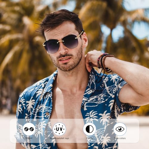 Stylish Frameless Gradient Lens Sunglasses Lightweight Metal Frame Unisex Eyewear3