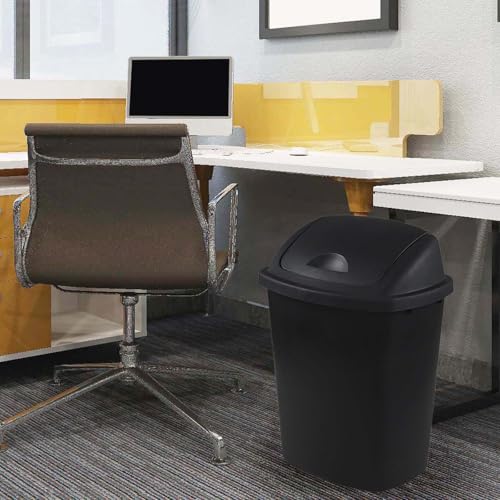 Caneca de basura rectangular negra con tapa basculante 7 galones x4 miniatura 5