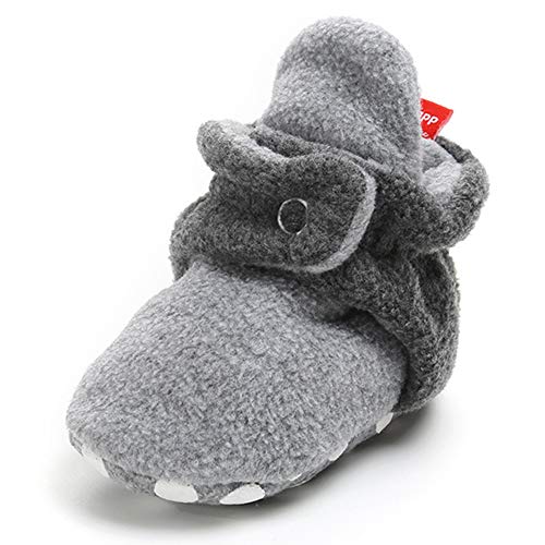 TIMATEGO Newborn Baby Boys Girls Cozy Fleece Booties with Grippers Stay On Slipper