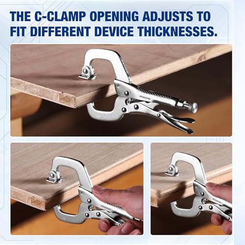 Image of WORKPRO 6 inch Locking C-Clamp with Swivel Pads, Heavy Duty Adjustable Vise Grip Pliers, Welding Clamp for Woodworking, Metalworking, Auto Repair and Home Workshop