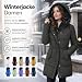 Wintermantel Damen Lang, Winterjacke mit Kapuze Daunenjacke Warm Übergangsjacke Leichte Outdoor Steppjacke mit Reißverschluss Puffer Winter Jacke Einfarbig Steppmantel Bequeme Freizeit Winterparka
