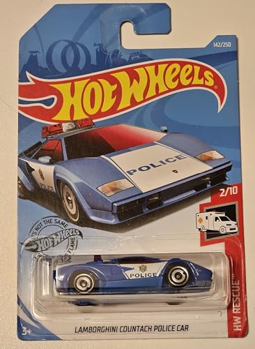 Hot Wheels Lamborghini Countach Police Car Azul 1:64 miniatura 1