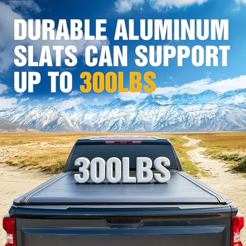 Image of ONINE Electric Power Retractable Truck Bed Tonneau Cover Custom fit 2015-2026 Ford F150 5.5 FT Short Bed, Aluminum Matte Black, Compatible with Crossbar and Cargo Racks