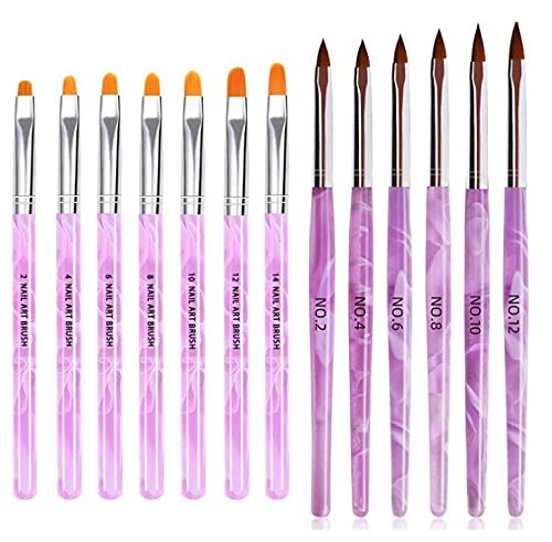 13 Piezas Uñas de Brochas Pinceles Uñas Gel Pinceles para Unas de Gel Nail Art Pintura Herramienta Nail Polish Dibujo Cepillo Nail Art Pintura Pincel, Cepillo de Esmalte Uñas Nail Arte Diseño Pen Cover